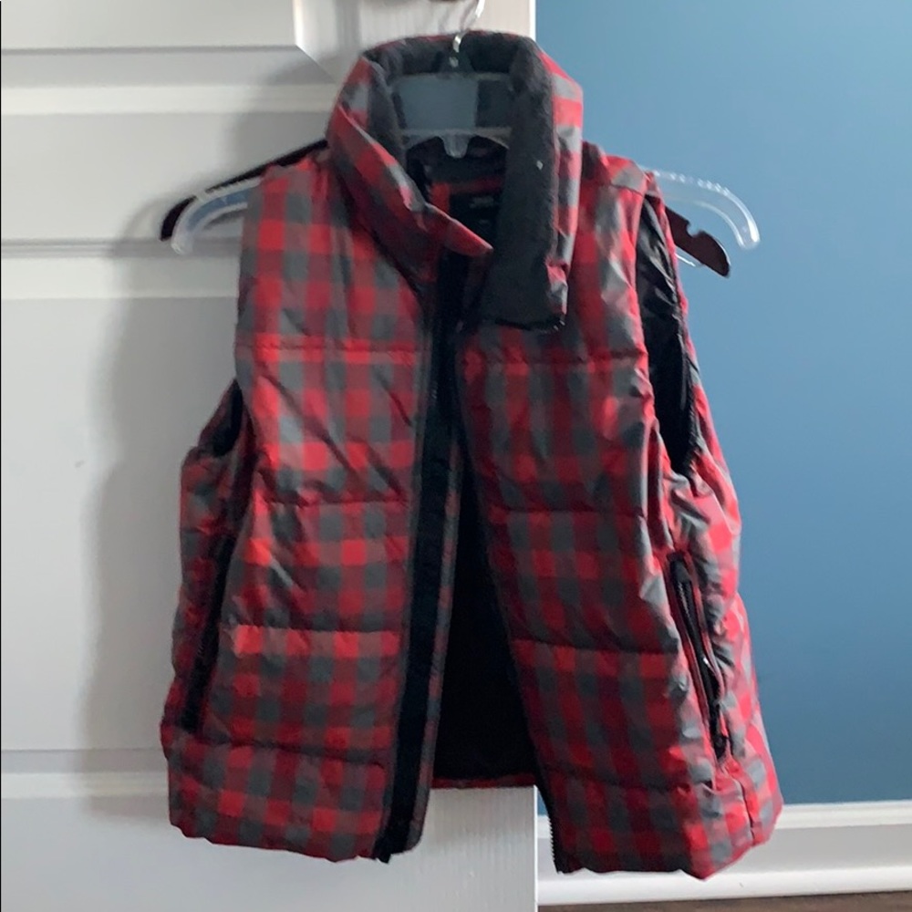 Plaid puffer vest